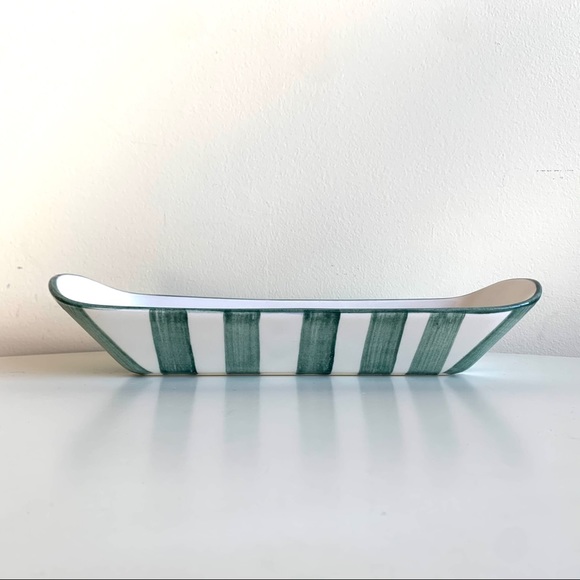LAURIE GATES LA POTTERY Rare Apple Stripes dish Farmhouse style decor accent - Picture 1 of 6